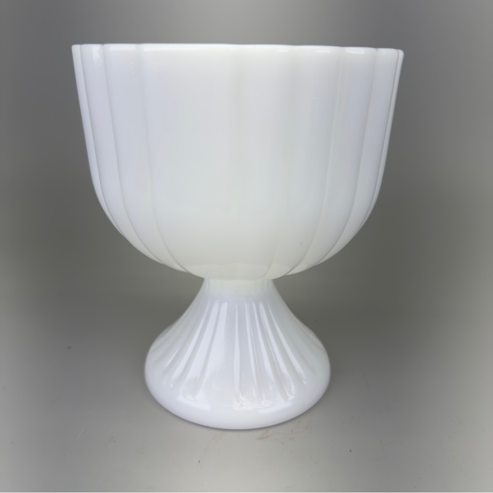 Vintage MilkGlass Compote Planter